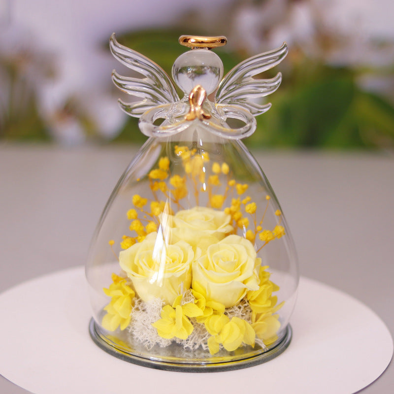 Eternal Flower Gift Box with Angel Glass Cover – A Unique and Elegant Keepsake