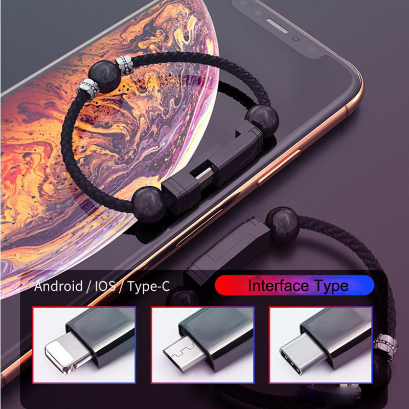 Bracelet-Type Data Cable – Stylish Portable Leather Charging Cable