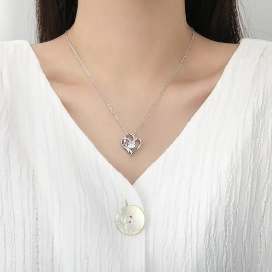 Zircon Double Love Necklace with Rhinestones - Wayn Shopping