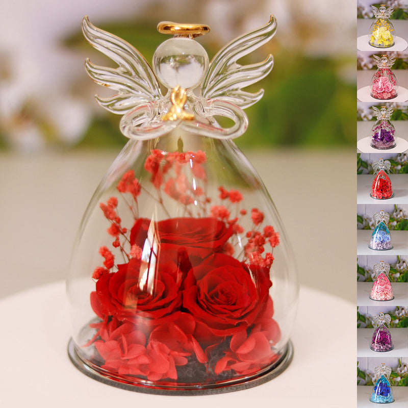 Eternal Flower Gift Box with Angel Glass Cover – A Unique and Elegant Keepsake