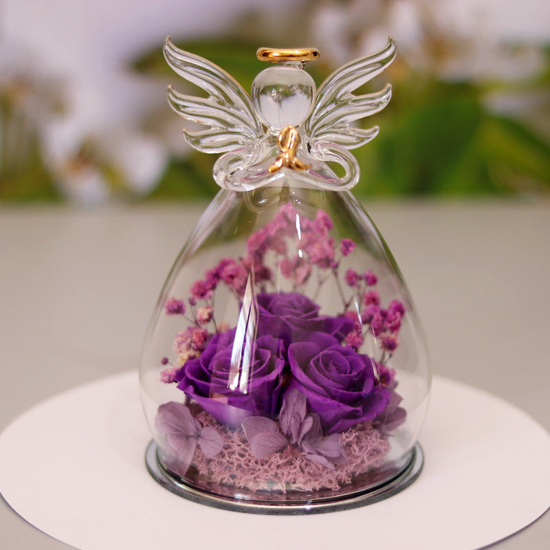 Eternal Flower Gift Box with Angel Glass Cover – A Unique and Elegant Keepsake