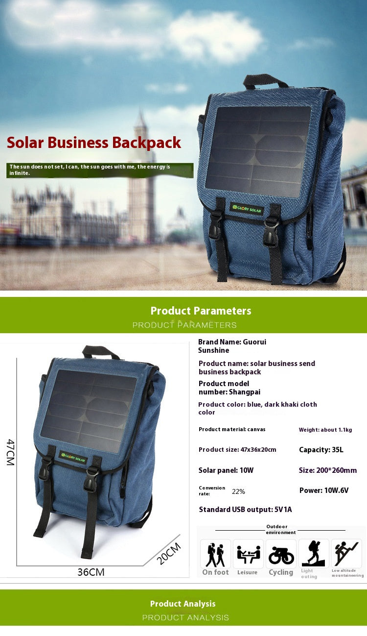 Solar Charging Multifunctional Wear-resistant Large Capacity Outdoor Computer Bag