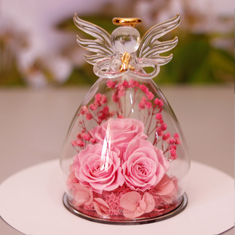 Eternal Flower Gift Box with Angel Glass Cover – A Unique and Elegant Keepsake