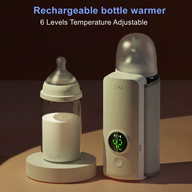 Portable baby bottle warmer – USB rechargeable milk heating bag with adjustable temperature for on-the-go baby feeding.