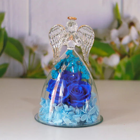 Eternal Flower Gift Box with Angel Glass Cover – A Unique and Elegant Keepsake - Wayn Shopping