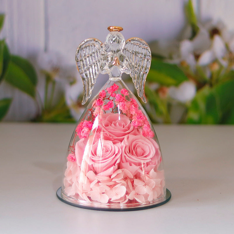 Eternal Flower Gift Box with Angel Glass Cover – A Unique and Elegant Keepsake