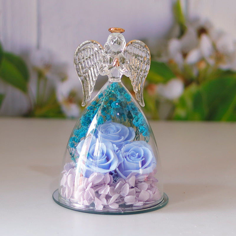 Eternal Flower Gift Box with Angel Glass Cover – A Unique and Elegant Keepsake