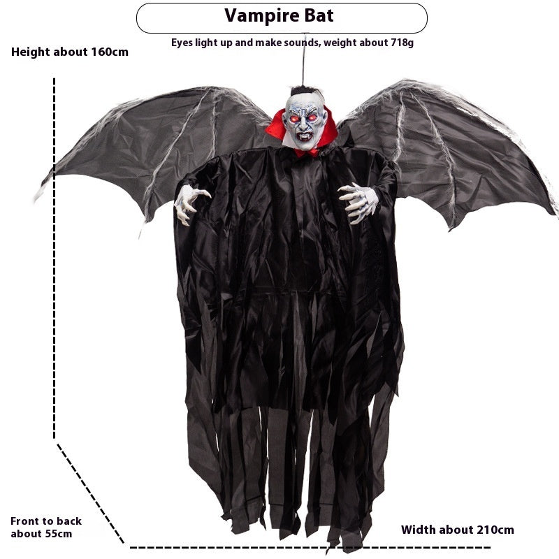 Halloween Big Bat Vampire Pendant – Motion Sensor Luminous Hanging Decoration