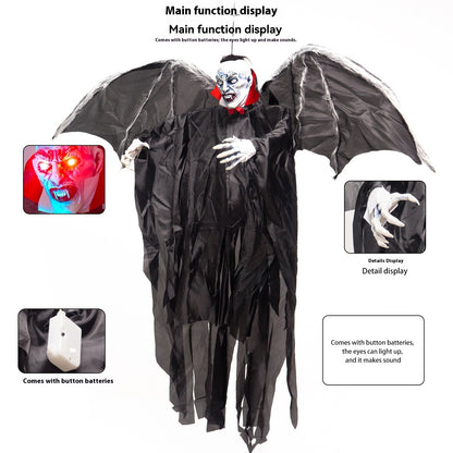 Halloween Big Bat Vampire Pendant – Motion Sensor Luminous Hanging Decoration