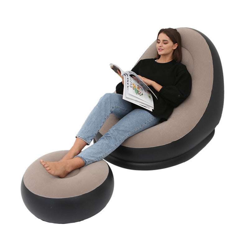 Thicker Inflatable Lazy Sofa with Band and Footstool – Ultimate Comfort Anywhere