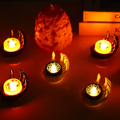 Halloween LED Palm Candle Lamp – Spooky Small Night Light for Home & Party Decoration
