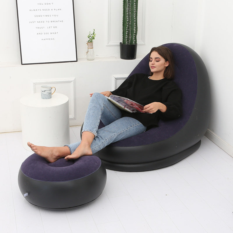 Thicker Inflatable Lazy Sofa with Band and Footstool – Ultimate Comfort Anywhere