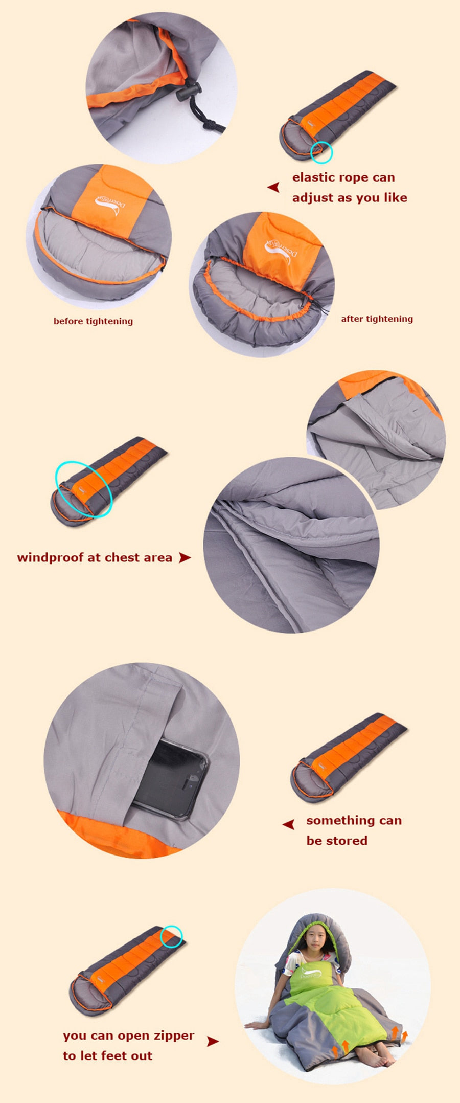 Camping Sleeping Bag For Outdoor Traveling Hiking