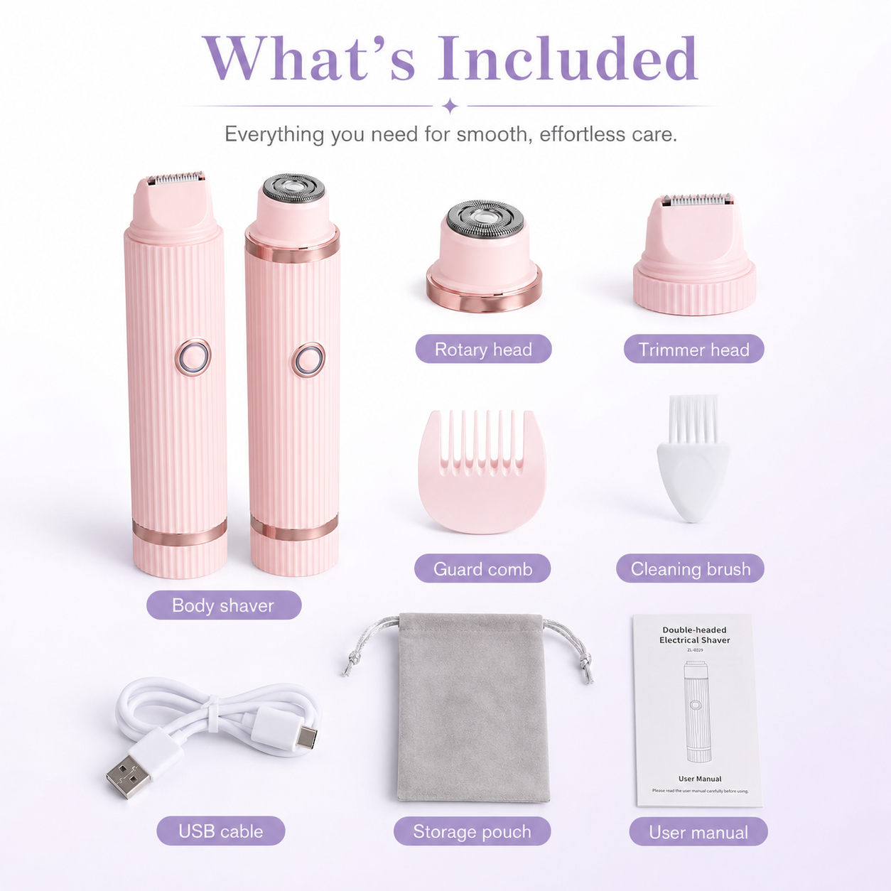 double headed electric body shaver kit included accessories