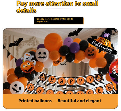 Halloween Hanging Flag & Balloon Set – Spooky Party Decoration Supplies with festive balloons and banners