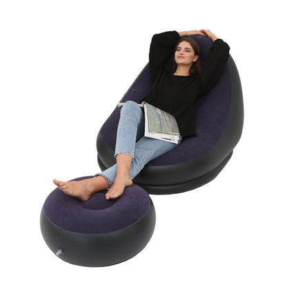 Thicker Inflatable Lazy Sofa with Band and Footstool – Ultimate Comfort Anywhere