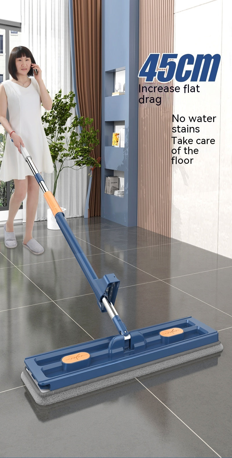 New Style Large Flat Mop with Stainless Steel Handle – 360° Rotating, Self-Wringing Floor Cleaning Mop - Product Image 6