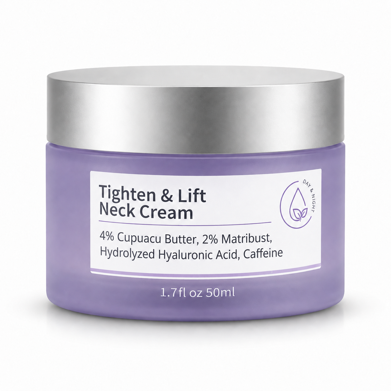 Tighten & Lift Neck Cream 50ml jar with silver lid on a clean white background